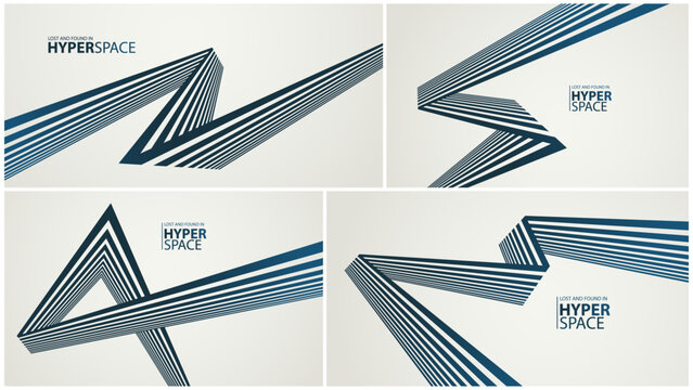 Lines in motion vector abstract background set, 3D perspective stripes showing energy speed and aggression, minimal linear wallpaper art, sharp surreal graphics.