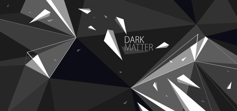Low poly background with particles debris in motion vector design, 3D dynamic surface with debris explosion, triangular elements flying over polygonal backdrop.