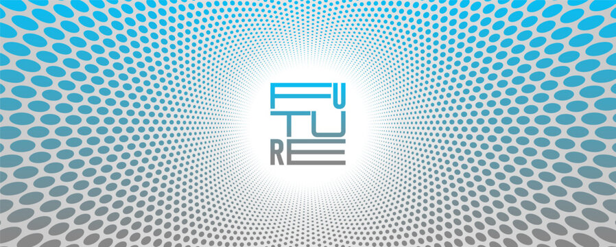 Radial dotted tunnel with strong central focus, symbolizing vision, progress, direction, clarity and forward movement.