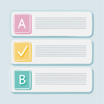 Checklist with options A, B, and a checked item