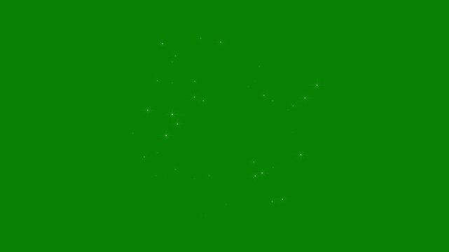 Twinkle stars line glitter sparkles, sparkling stars shine animation,  starlight dust line, fairy sparkle burst, 2D flat sparkle effect overlay on green screen background. 4k
