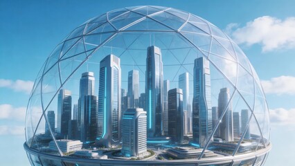 Futuristic city under dome