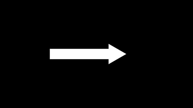 Directional arrow animation. signal icon. black color a moving arrow pointing to the right. arrow pointing left to right direction on white background loop animation