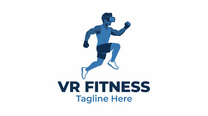 Obraz premium This logo captures the essence of an active lifestyle through virtual reality, showcasing the blend of fitness and technology in a modern context for VR enthusiasts.