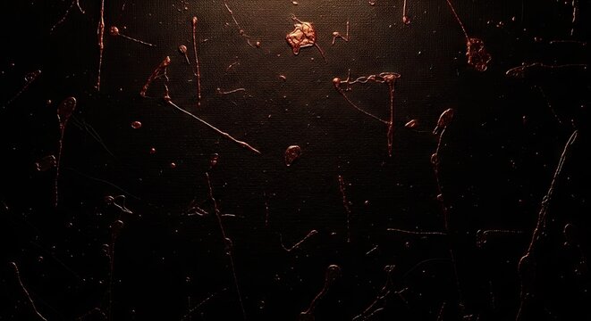 Floating organic particles drift within deep darkness as glowing amber light illuminates suspended remnants that scatter throughout the vast void creating a sense of mysterious celestial motion