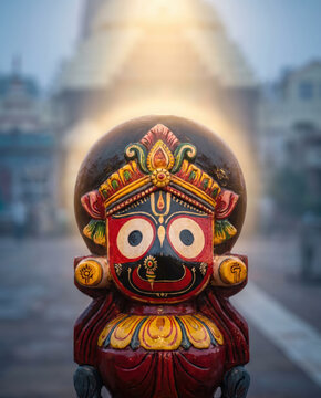Jagannath Idol with Temple Background, Puri, Odisha, India