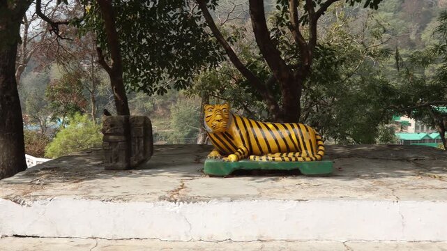 Raw 4K footage of Kanvashram temple in Kotdwara Uttarakhand, a sacred spiritual site linked to Rishi Kanva and Bharat, surrounded by forest and peaceful environment.