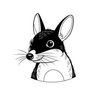 Cute Black and White Jerboa Illustration