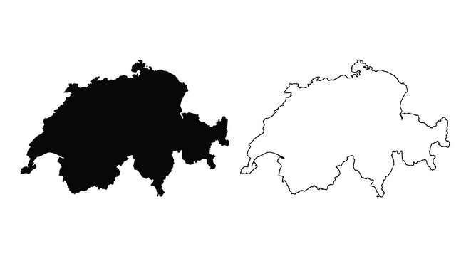 A striking visual comparison showcases switzerland s geographical outline in filled and outlined forms high quality professional detailed
