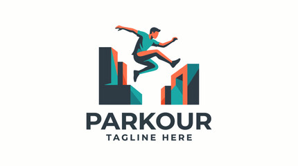 This vibrant logo captures a parkour athlete mid-leap, embodying energy, freedom, and motion, perfect for promoting extreme sports, athletic wear, or adventurous brands. © Haitao