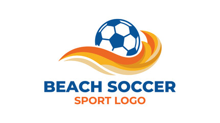This vibrant logo captures the energy of beach soccer, highlighting a soccer ball in motion with dynamic waves, symbolizing excitement, teamwork, and fun. © Haitao