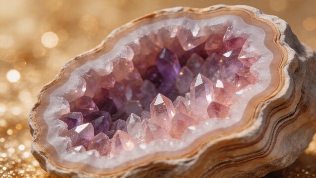 Geode with purple crystals