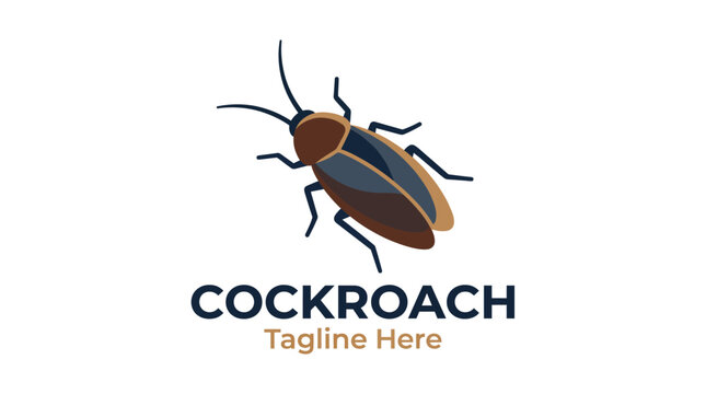 This contemporary logo features a stylized cockroach, designed for pest control services, combining modern aesthetics with practicality to address pest issues effectively.
