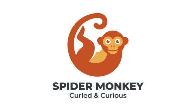 This whimsical spider monkey logo embodies curiosity and playfulness. Ideal for kids' brands, it uses vibrant colors and a cute cartoon style to engage a young audience.