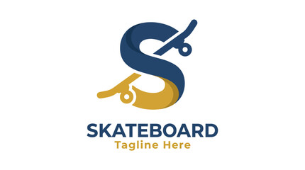 A creative logo featuring a stylized letter 'S' crafted from skateboard elements, highlighting the sport's dynamic energy and youthful vibe in skateboarding culture. © Jiang