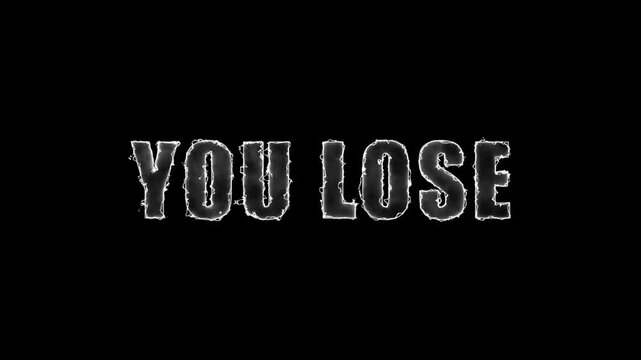 white you lose text glowing with clean neon effect on black background