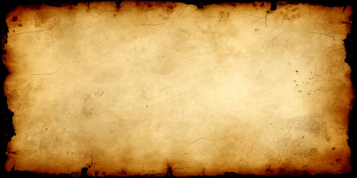 Vintage antique parchment with a stained grunge texture and burnt edges creates a blank sepia backdrop for a retro aged paper design