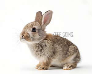Fototapeta premium Sweet Bunny With Short Positive Quote On Clean White Background