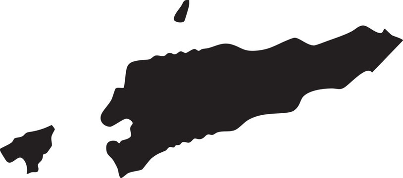 Black silhouette map of East Timor a simple vector outline for travel and geography concepts isolated on a white background