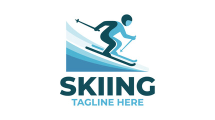 This logo illustrates a skier in motion, capturing the excitement and agility of winter sports, perfect for skiing resorts or sports brands. © Lvping