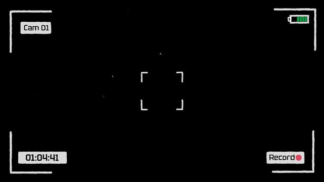 Night Vision Hand drawn camera viewfinder recording screen overlay. 4K Video