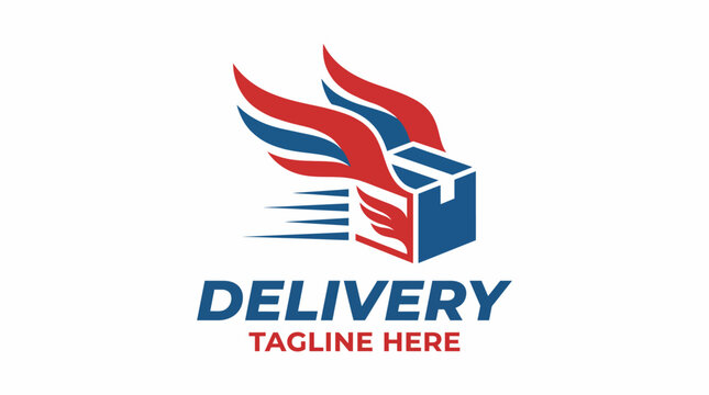 A dynamic logo design for 'Delivery' featuring speedy graphics symbolizing rapid service and efficiency, making it ideal for logistics and delivery service branding.
