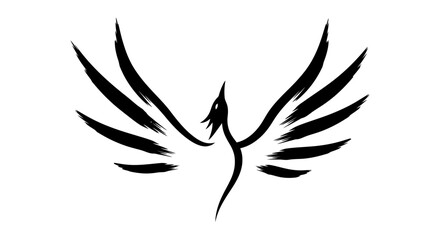 Fototapeta premium a black silhouette of a mythical bird.