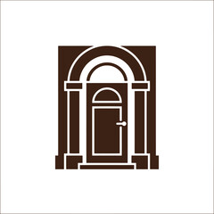 Fototapeta premium Classic architectural doorway with arched design and detailed frame illustration