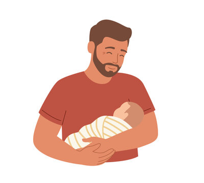 Farther Holding Newborn Baby
