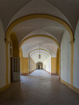 Cloister in the Cluny Abbey, former Benedictine monastary in Cluny, France.