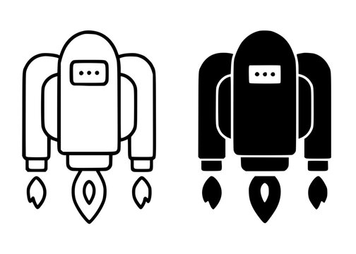 Jetpack minimalist icon in outline and silhouette design