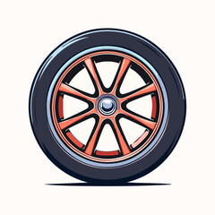 Obraz premium Stylized Car Wheel with Orange Spokes
