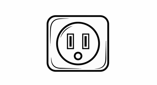 A simple black and white outline drawing of an electrical outlet