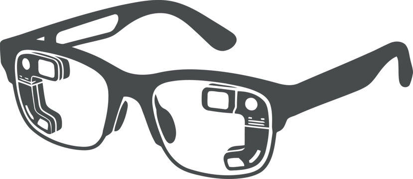 Modern futuristic smart glasses with builtin tech components and sleek design