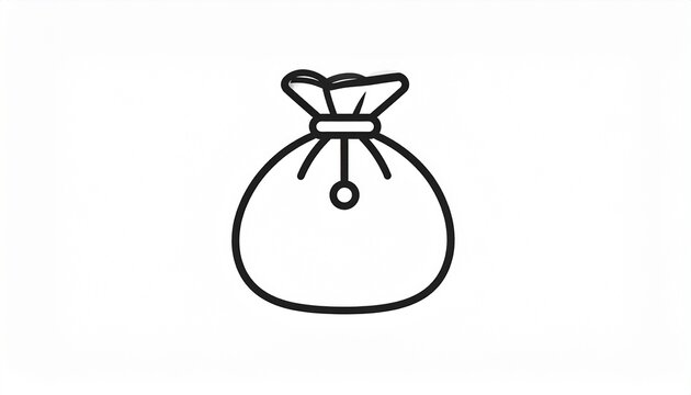 A simple line drawing of a drawstring bag, representing concepts of savings, wealth, and treasure