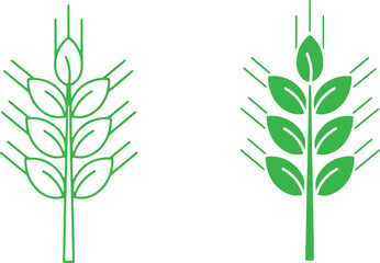 Green Wheat Stalk Icon Set - Modern Minimalist Agricultural & Sustainable Eco-Branding Vector Symbols © din islam 