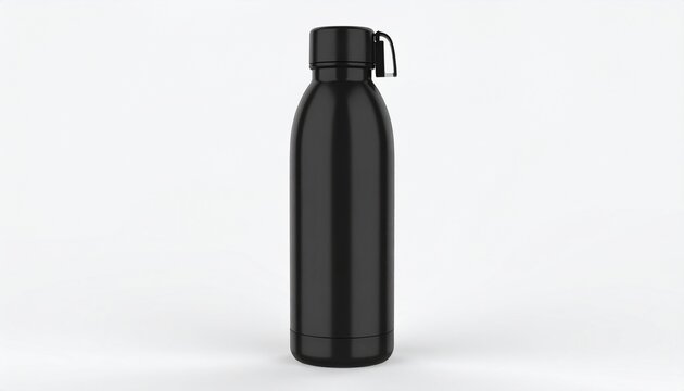Sleek matte black water bottle with a secure cap and loop, perfect for hydration on the go and outdoor adventures