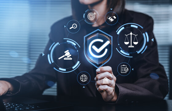 Compliance and legal assurance business concept with digital ico