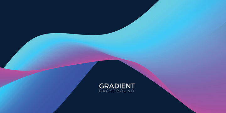 Abstract gradient background with flowing waves of blue, pink, and purple colors on a dark navy background.