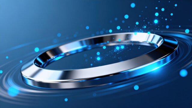 Metallic ring with blue light effects