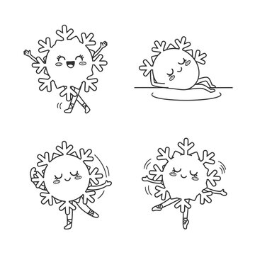 Cute Snowflake Character Dancing and Posing