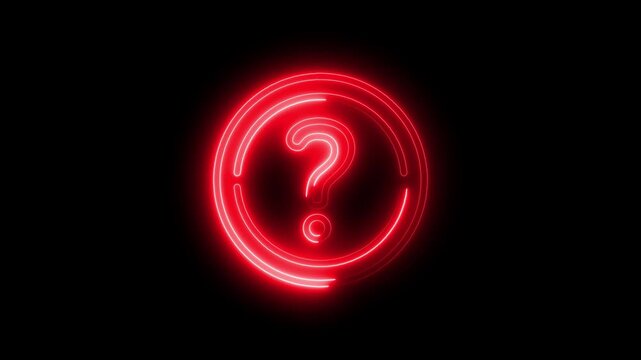 Glowing Red Question Mark Symbol Neon Light Circle Inquiry Concept Sign symbol query uncertainty sign