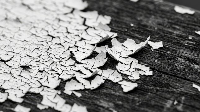 Close up of old peeling paint texture on weathered wood