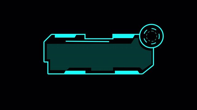 animation Shape for your text futuristic modern with circle spinning in the corner  4k in transparent background , Sci-fi HUD element style