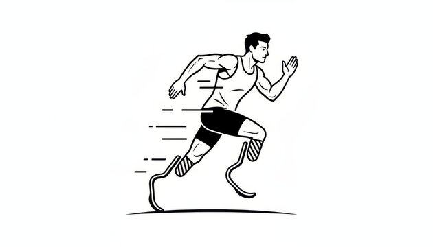 Parathlete running with prosthetic leg blades illustration diversity people concept, diversity commu