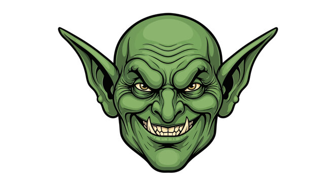 Mean Green Goblin Head Illustration Mascot