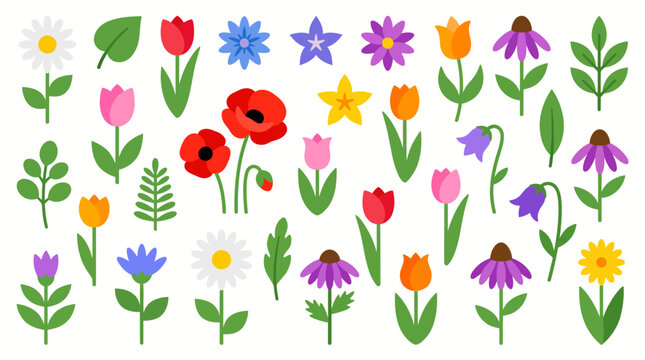 Watercolor illustration of a colorful field of spring wildflowers featuring poppies, daisies, tulips, cornflowers and lavender in bloom.