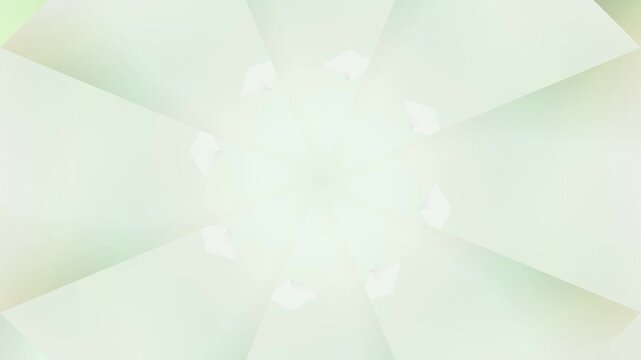 Abstract white light shines through triangular shapes creating a radial pattern