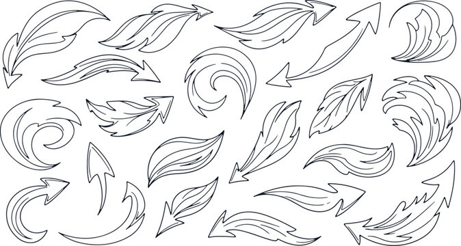 Ornate decorative arrow designs with intricate flourishes and swirling patterns elegant outlines.