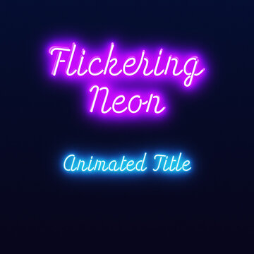 Square Neon Text in a Box with Flicker and Zoom Movement